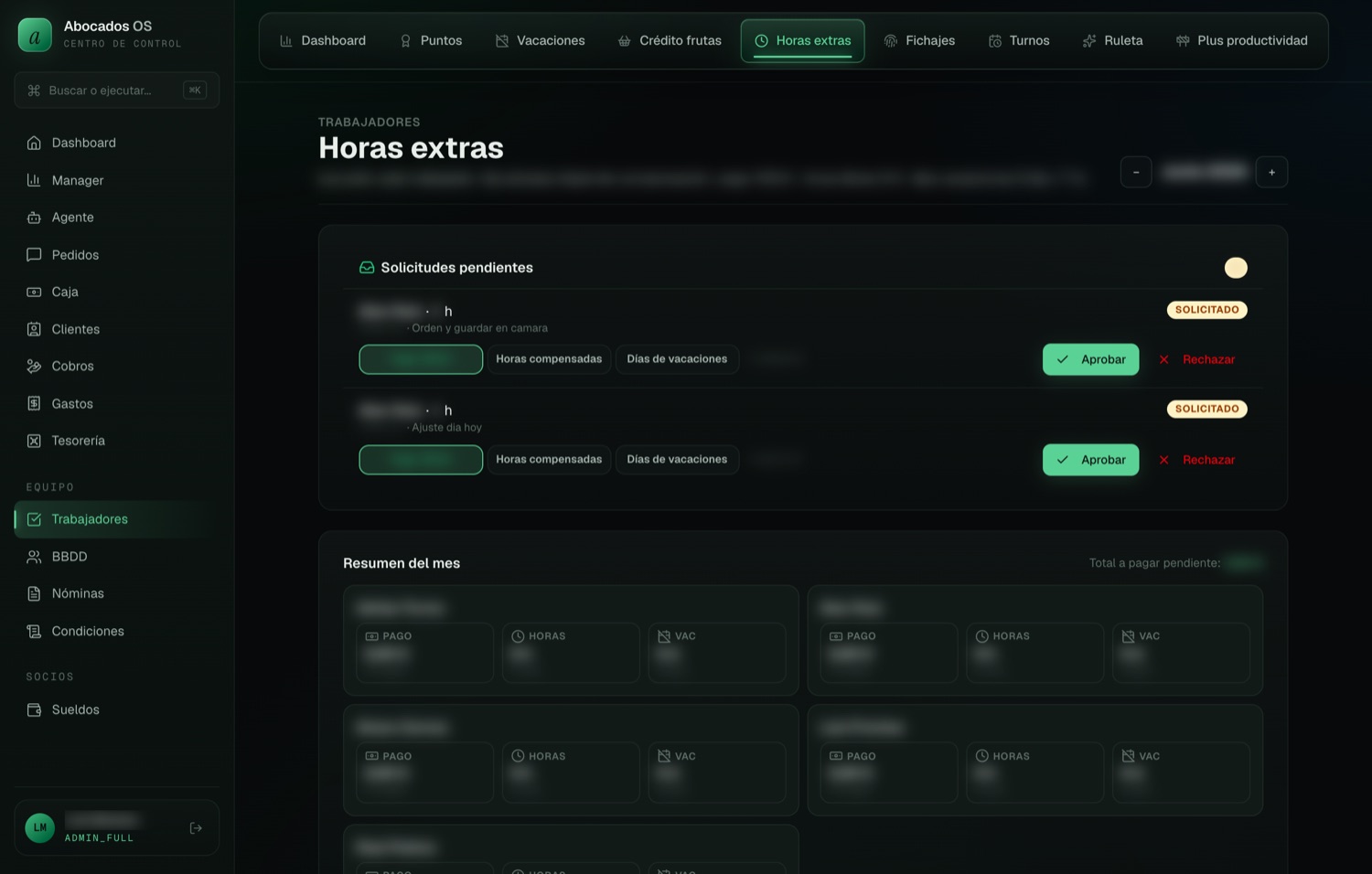 Horas extra self-service