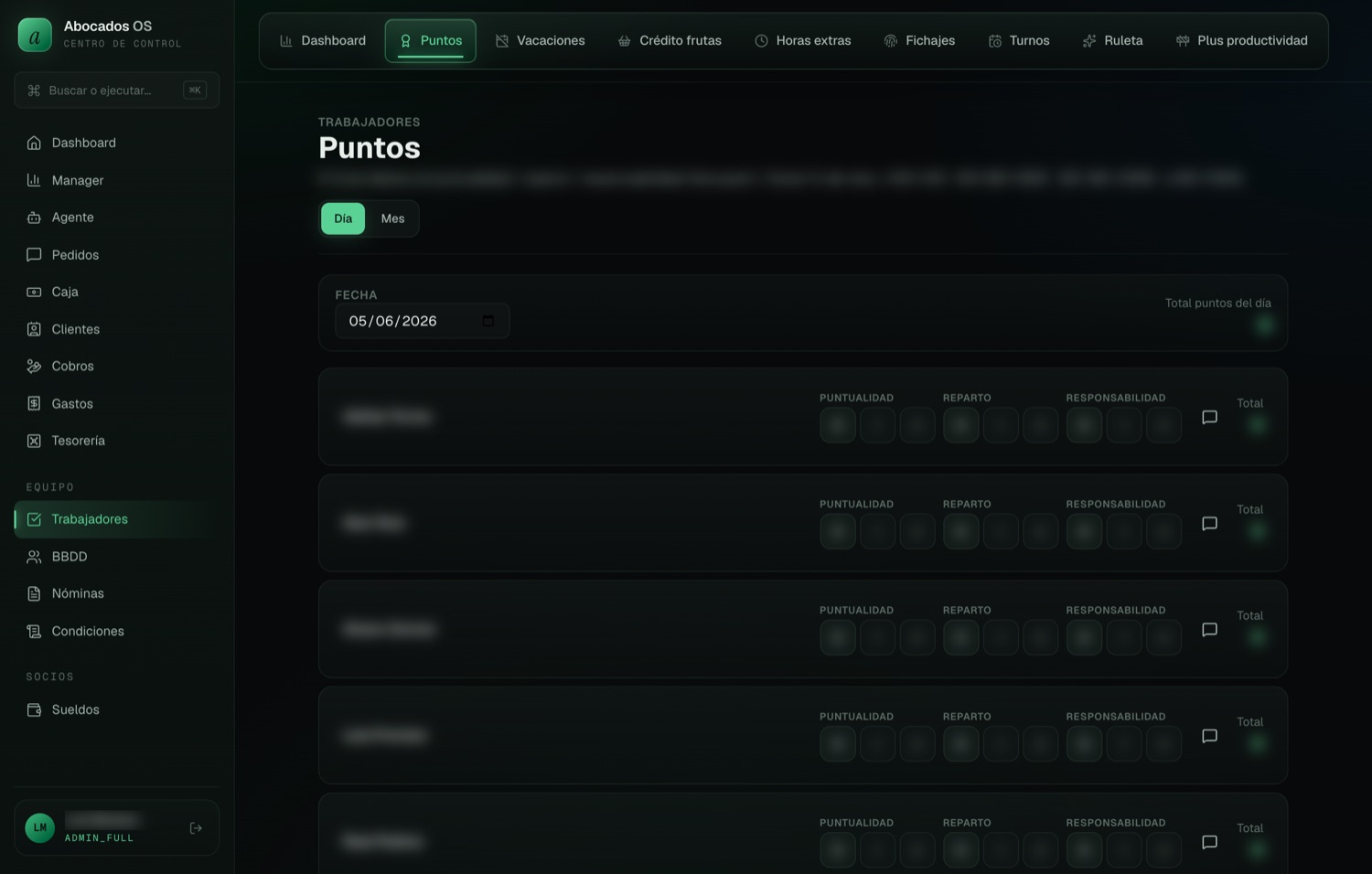 Puntos y categoría del cliente